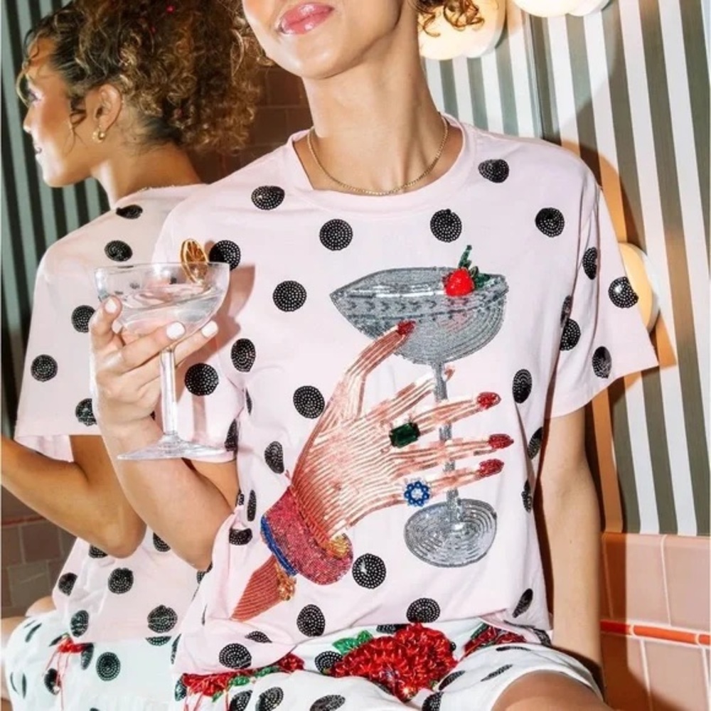 Queen of Sparkles Cheers Hand Polka Dot Tee